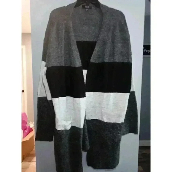 Modern Canvas Sweaters - Modern Canvas Womens Cozy Cardigan Sweater Open Gray Black Colorblock‎ XXL EUC